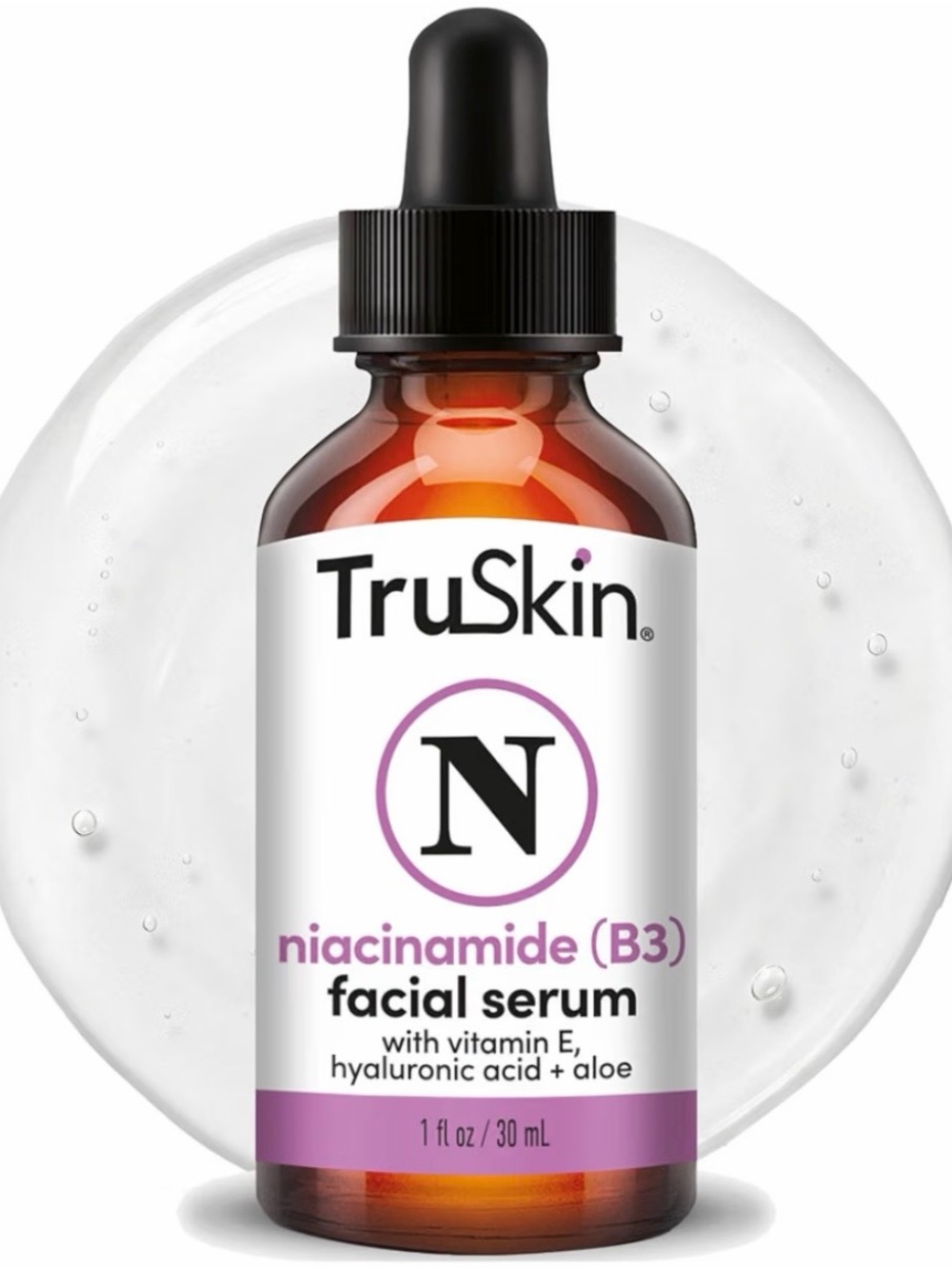 TruSkin Niacinamide B3 FACIAL SERUM, Vitamin E & Hyaluronic Acid, 1 fl oz - NIB